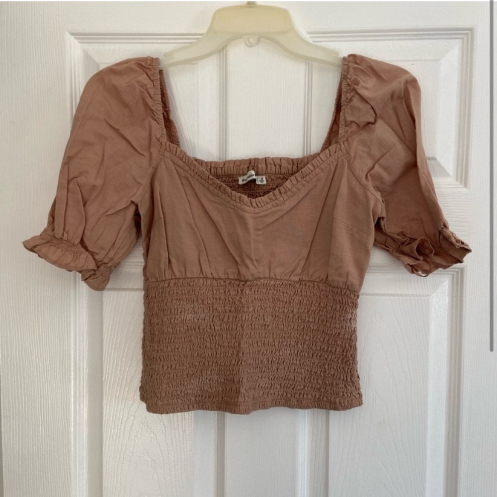 Smocked puff sleeve top